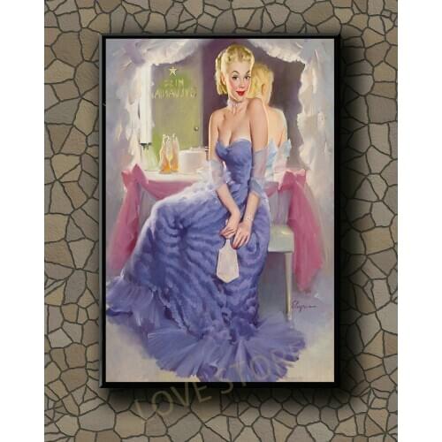 P160 Vintage Beautiful Pin-up Girl Classic Picture 283 Silk Fabric Poster Art Decor Indoor Painting Gift