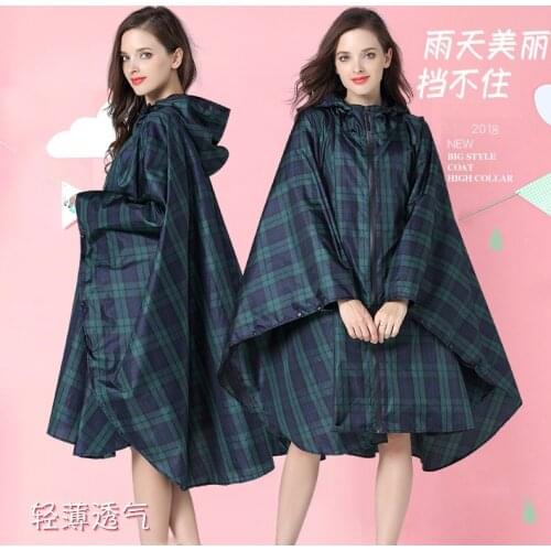 Cloak Raincoat For Men And Women Light Hiking Plus Size Electric Car Plaid Poncho Female Adult Single Bike Waterproof