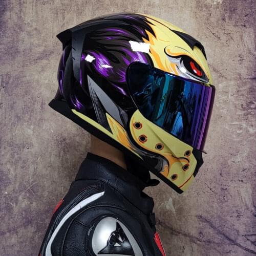 Full Face Motorcycle Helmet with Dual Lens Stylish Fast Release Racing Helmet DOT Approved
