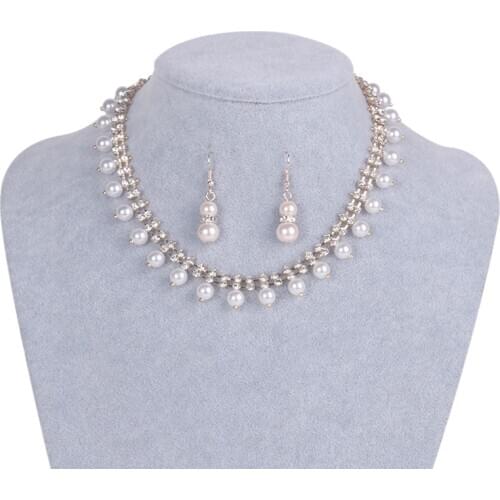 Simple dress with short necklace, bridal necklace, sweet romantic pearl necklace, girls banquet gift