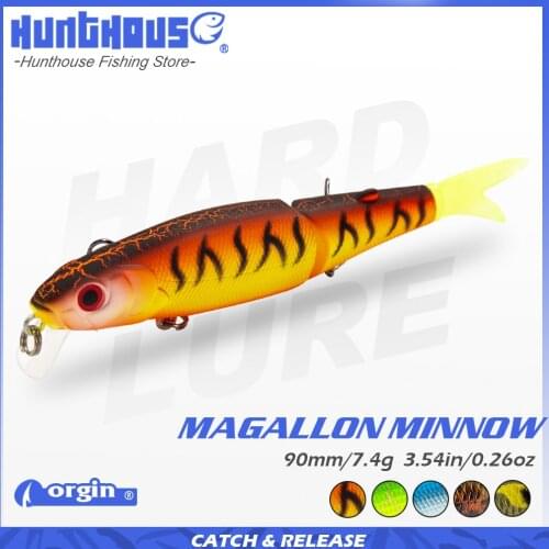 Hunthouse magalon minnow fishing lure jointed bait soft tail 9cm 7.4g many colors spare tails best price