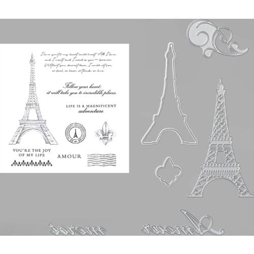 T84E Tower Seal Stamp with Cutting Die Stencil DIY Scrapbooking Embossing Photo Album