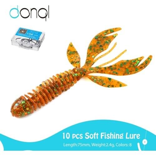 DONQL Silicone Fishing Lure 10pcs/lot Soft Baits + 5pcs Offset Hooks Easy Shiner Larva Worm Wobblers Swimbait Fishing Tackle Set