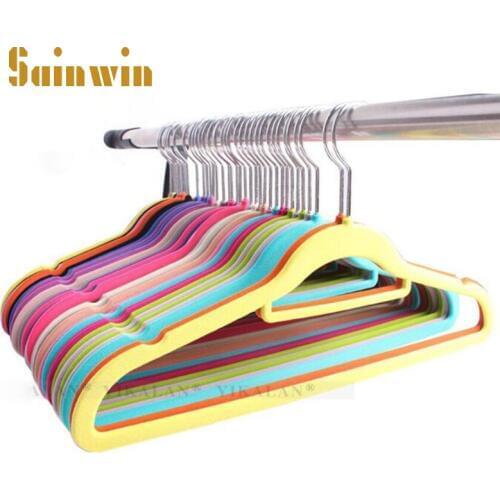 Sainwin 10pcs/lot 40cm ABS Plastic Hangers for Clothes High Quality Magic Slip-resistant Flock Printing Hanger Clothes Rack