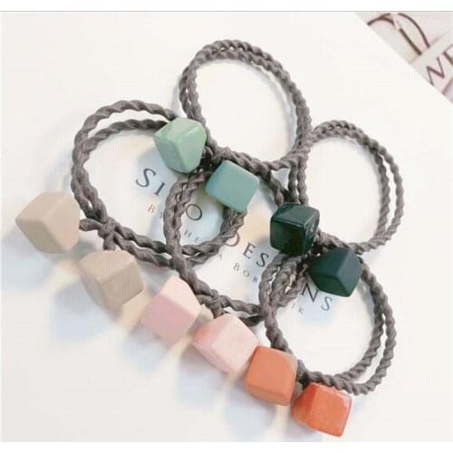 Woman Square Hair Ties Chic Scrunchy Girl Hair Accessories Candy Color Hair Gum Ponytail Holder Female Elastic Hairband