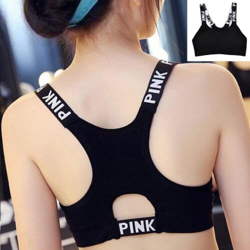 Womens Sports Bra Push Up Fitness Bra Bra Sport Underwear Running Gym Fitness Tops Black White Letters Seamless Underwear