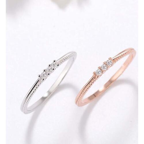 WYJZY Inlaid with 3 high quality zircon ring for women Sleek minimalist style ladies wear jewelry classic casual decorations