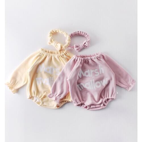 Winter Newborn Baby Girl Clothes 2 Piece Cotton Thicken Letter O-neck Long Flared Sleeve Sweater Baby Romper+bow Headband 0-18M