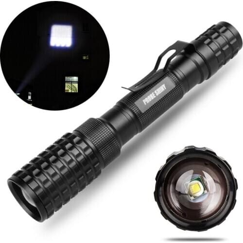 1pcs XM-L T6 LED Flashlight Zoomable Torch Light 5 Modes 2019 New