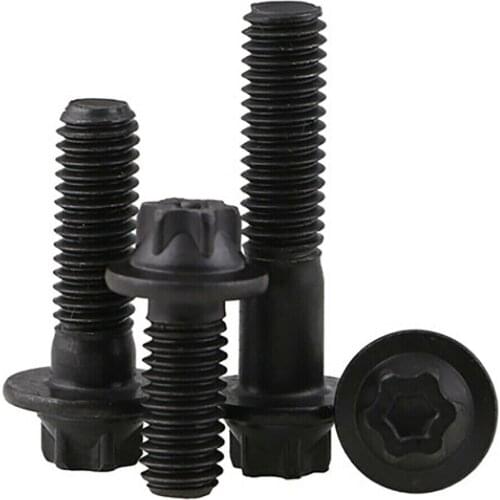 10-50Pcs 12.9 Grade Carbon Steel Flange Hex Torx Head Screws Six Lobe Hexagon Truss Head Bolts M5 M6