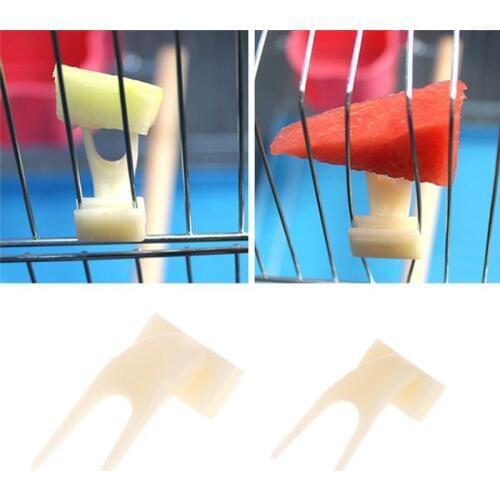 2 Pc 2Sizes Birds Parrots Plastic Fruit Fork Pet Supplies Food Feeding On Cage Pet birds Supplies Bird cage accessories Supplies