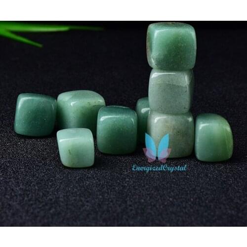 6 Pieces Polished Natural Aventurine CUBE Tumbled Stone Gravel Square Crystal Stones Hand-Polished Fish Tank Decor Garden Healin