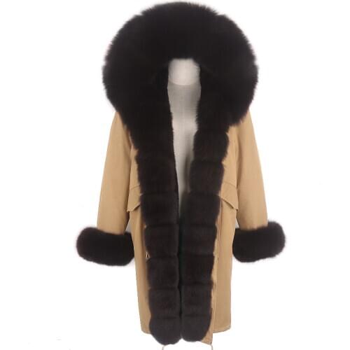 7XL women X-long waterproof parka Winter jacket faux fur linner natural raccoon fox fur collar hood warm streetwear Female