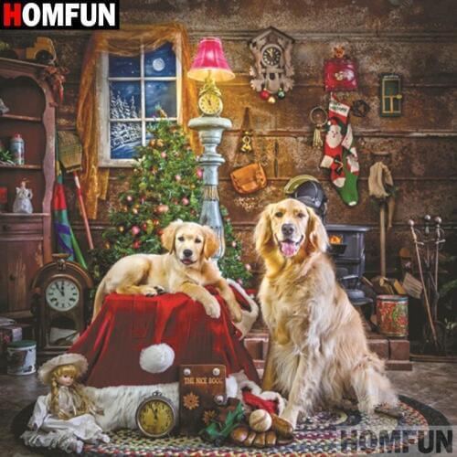 HOMFUN Full Square/Round Drill 5D DIY Diamond Painting "Animal dog" 3D Embroidery Cross Stitch 5D Decor Gift A18312