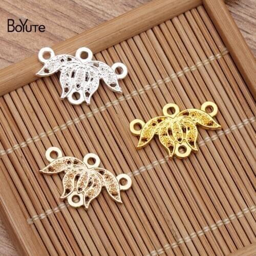 BoYuTe (50 Pieces/Lot) Metal Alloy 14*22MM Lotus Connector Charms DIY Jewelry Accessories Hand Made Materials