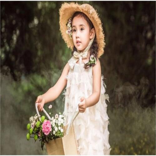 Baby Caps for Girls Super Fairy Lace Bowknot Raffia Hats Parent-Child Travel Vacation Sun Hats Children Big Brim Sun Hats