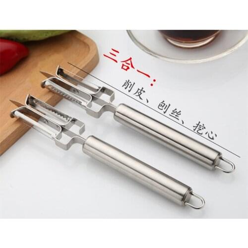 Double sided three in one stainless steel peeler potato fruit and melon slicer kitchen tool stall