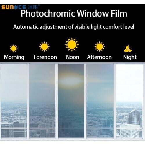 SUNICE Photochromic Window Solar Film 69-25%VLT Home Decor Building Glass Tint Smart Optically Controlled Foils Sticker Anti-UV