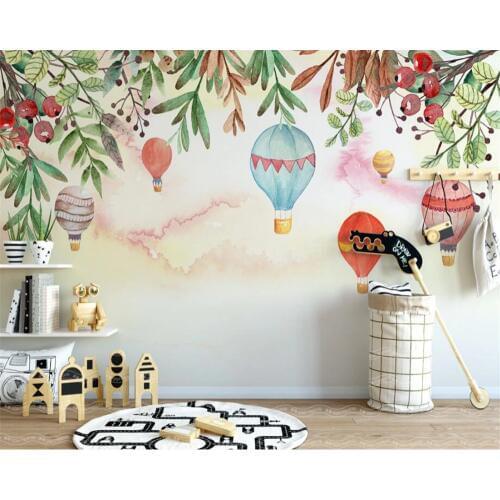 Beibehang Custom Photo Wallpaper Modern high quality hot air balloon floral sunset background wall painting 3d wallpaper murals