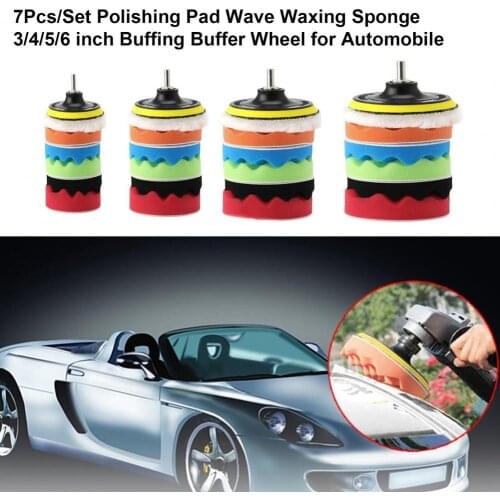7Pcs/Set Polishing Pad Wave Waxing Sponge 3/4/5/6 inch Buffing Buffer Wheel for Automobile Car Polisher Drill Adapter