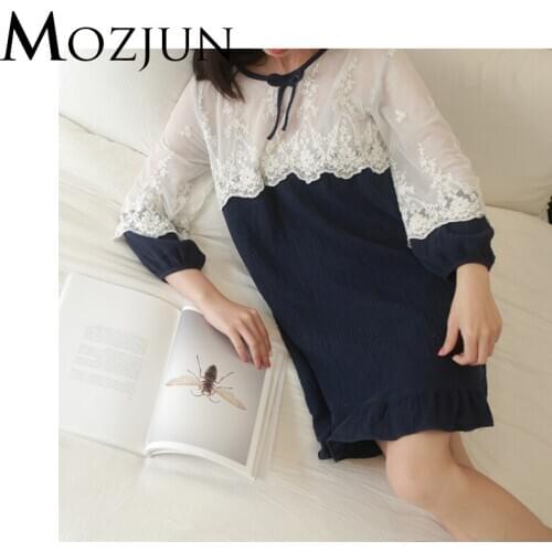Sleep Bridesmaid Robe Lace Top Korean Style Woman Night Wear Clothes Lace See Through Nightwear Brand Mozjun #MZ51