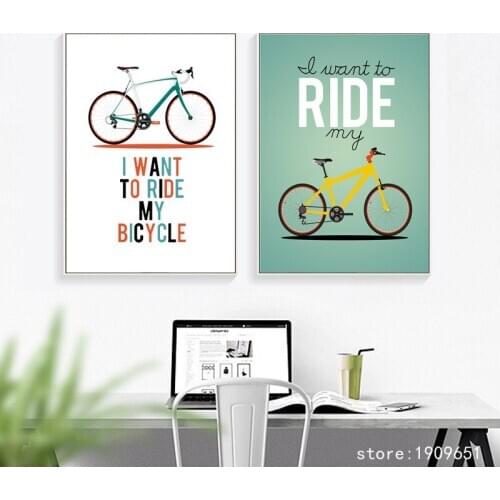 Cotton no frame I want to ride my bicycle canvas printings oil painting printed on cotton wall art decoration picture