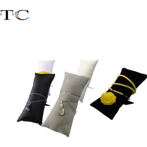 Creative Large Size Jewelry Display Holder Leather Pillow Bracelet Holder Watch Anklet Bangle Chain Showing Organizer
