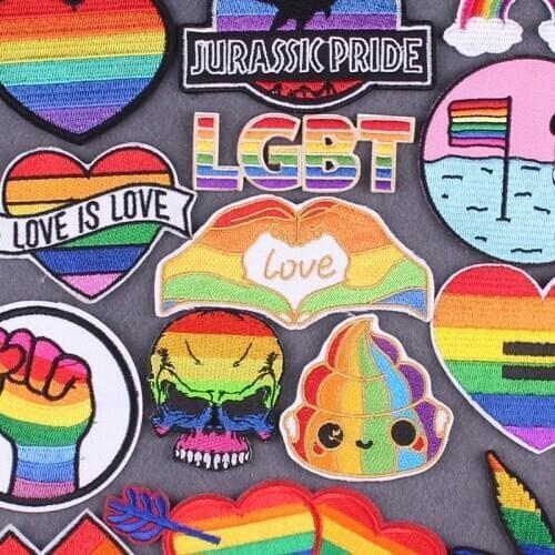 LGBT Patch Iron On Patches On Clothes Gay Pride Embroidery Patch Badges On BackPack Rainbow Flag Patches For Clothing Stripes