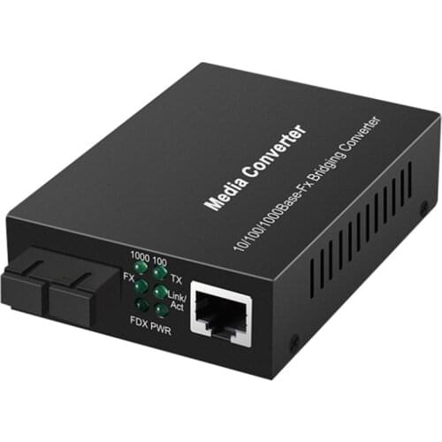 Gigabit Ethernet Fiber Media Converter with a Built-in 1Gb Multimode SC Transceiver, 1000M RJ45 to 1000Base-LX
