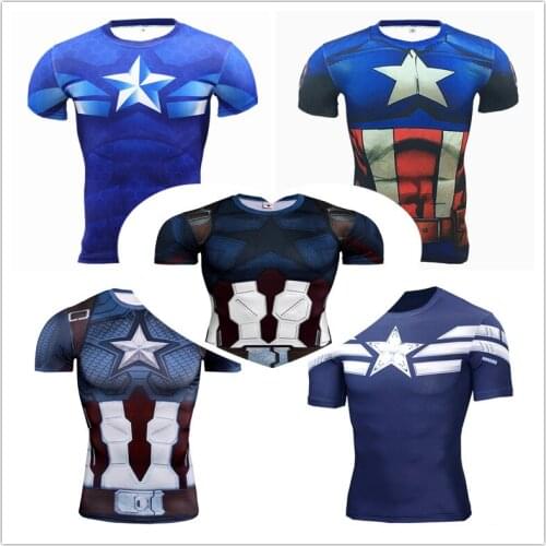 Mens Compression Shirt Short Sleeve Bodybuilding Workout Sweatshirt Cosplay Custume T Shirts Fitness Men Running Sports Tshirt