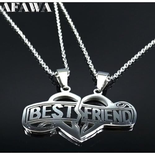 Bbest Friends Stainless Steel Necklaces Men Women Black Enamel Heart best friends Pendant Necklace Jewelry collares N1866S01