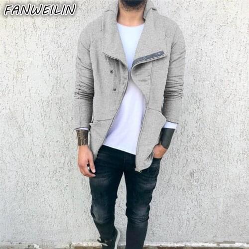 Mens Solid Color Oodie 2021Autumn New Oblique Placket Zip Up Hoodies Fashion Man Slim Hooded Sweatshirt Cardigan Tokyo Revengers