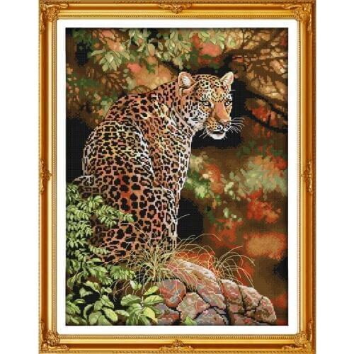 Animal pattern cheetah cross stitch kit 14ct 11ct count printing canvas embroidery DIY needlework sewing set home decoration