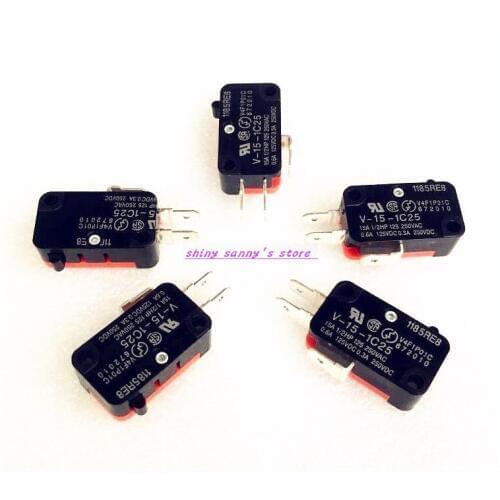 20pcs/Lot V-15-1C25 Micro Switch 15A 250VAC Push Button SPDT 1NO 1NC Brand New