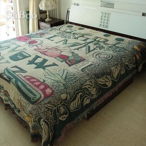 European style 100% Pure cotton blanket plant/letter jacquard throw slip-resistent blanket sofa towel Couverture polaire SP2663