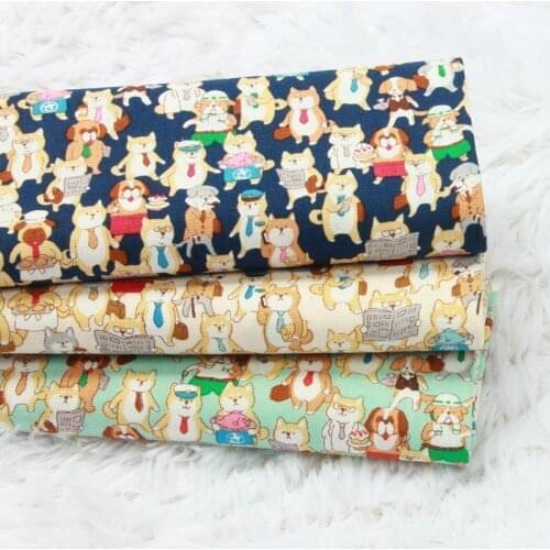 Half Yard Thicken Cotton Fabric With Cute Cat Print Handmade DIY Bag Pillow Back Cushion Material 100% Cotton CR-1243