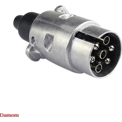 Durable 7 Pin Aluminium Alloy Plug Trailer Truck Towing Electrics 12V Connector EU Plug