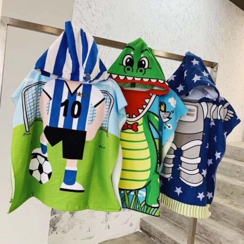 Plus Size Children Cartoon Hooded Cloak Beach Towel Boys Girls Kids Swimming Bath Towel Microfiber Terry Bathing Wrap Bathrobe