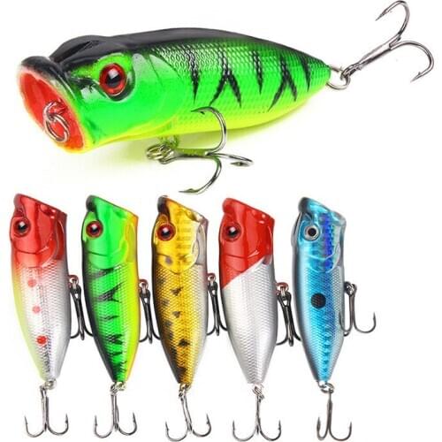 1pcs 7cm/13g fishing lure 5 color Popper wobbler plastic bait 3D eyes isca artificial bait fish bait outdoor fishing accessories