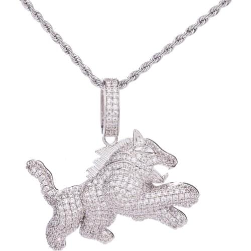 Leopard Panther Pendant Hip Hop Iced Out Bling Necklace Rapper Jewelry Cubic Zirconia Gold Sliver