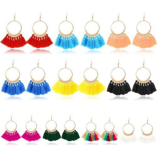 LOVR Korean Fashion Bohemian Statement Tassel Drop Earrings for Women 2019 Vintage Ethnic Fringe Dangele Earring Jewelry