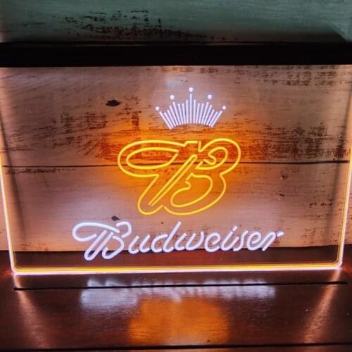 SS076 Budweiser Happy Hour Bar Dual Color LED Neon Sign