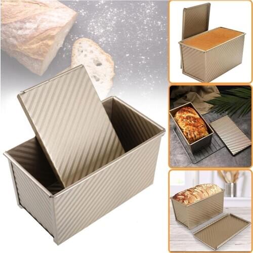On Sale Rectangular Loaf Pan Carbon Steel Non-stick Bellows Cover Toast Box Mold Bread Mold Eco-Friendly Baking Tools for Cakes