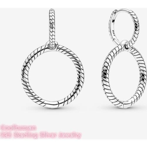 2021 Autumn 100% 925 Sterling Silver Moments Charm Double Hoop Earrings Original European Style Brand Women Jewelry
