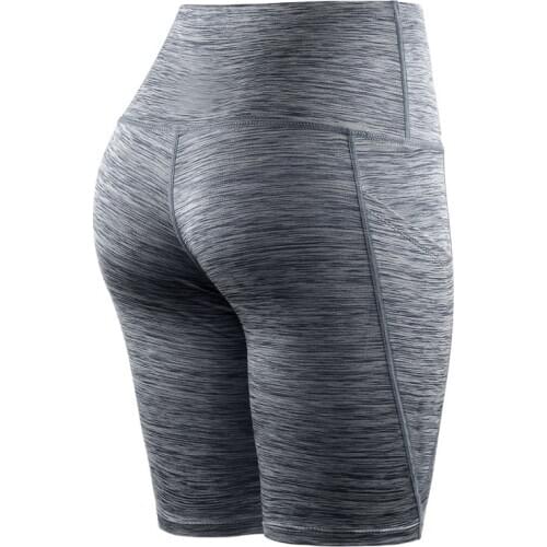 Women Middle Waistline Slant Pocket Running Training Sports Quick-drying Tight-fitting Stretch Fitness Short Pants Hot