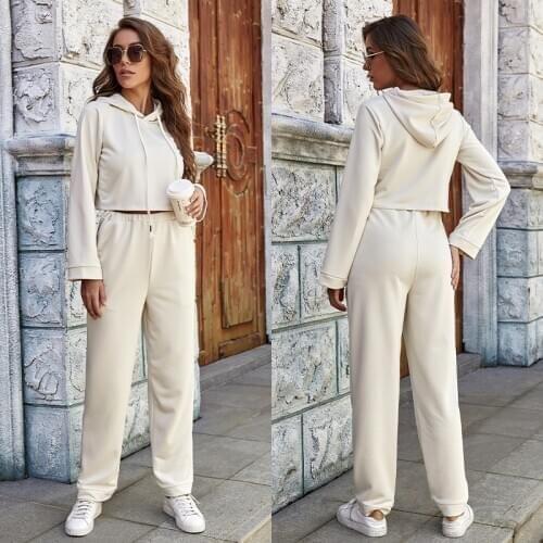 Long Sleeve Womens Pajama Set Sleepwear Home Suit Clothes Lounge Hoodie Top Pants Sports Sets Sweatpants Workout Streetwear