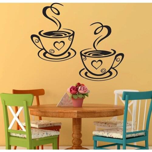 1PC Hot Sale A Coffee Cup Coffee Generation Carved Green Quote Restaurant Kitchen Removable Wall Stickers DIY Home Decor
