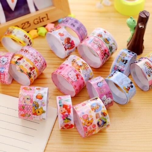 10pcs 2.5M W1.5cm Color Random Cartoon Animal Adhesive Tape DIY Scrapbooking Sticker Label Masking Tape School Office Supply