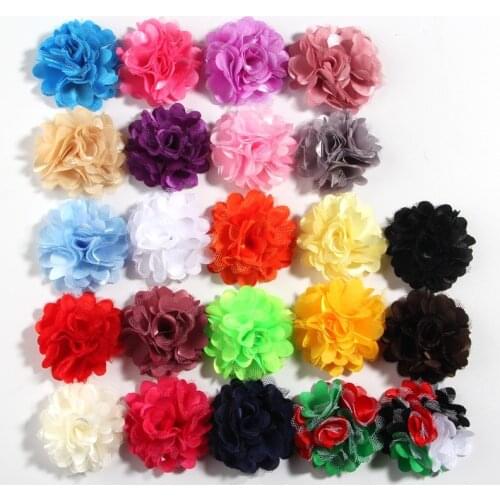 10PCS 5CM 2" Mesh Silk Fabric Artificial Flowers Bouquet Wedding Decoration Head Wrap Chiffon Flower Patch Applique Bride