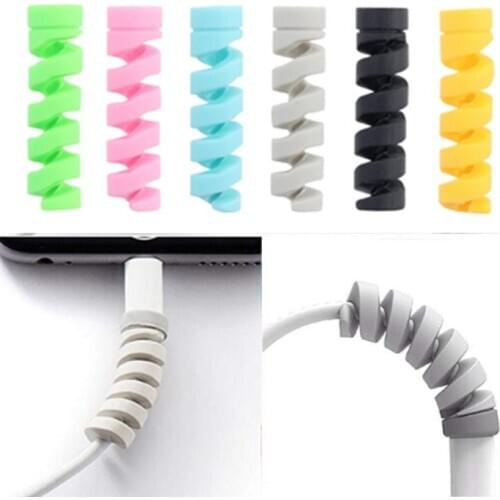 100Pcs Spiral Cable Protector for iphone Charger Cable Data Line Usb Cable Protector Silicone Bobbin winder Protective Cover